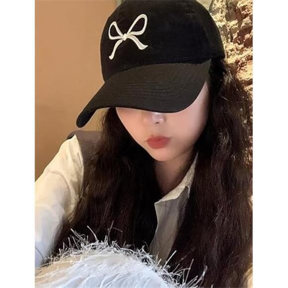 Bow-Tie Baseball Cap for Women Black - Picture 6 of 7